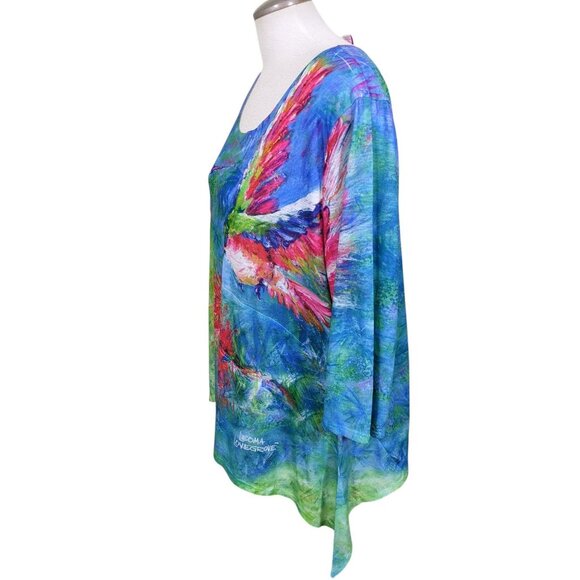 Leoma Lovegrove Hummingbird Art Top Womens XXL Colorful Atsy Blue - Picture 4 of 9